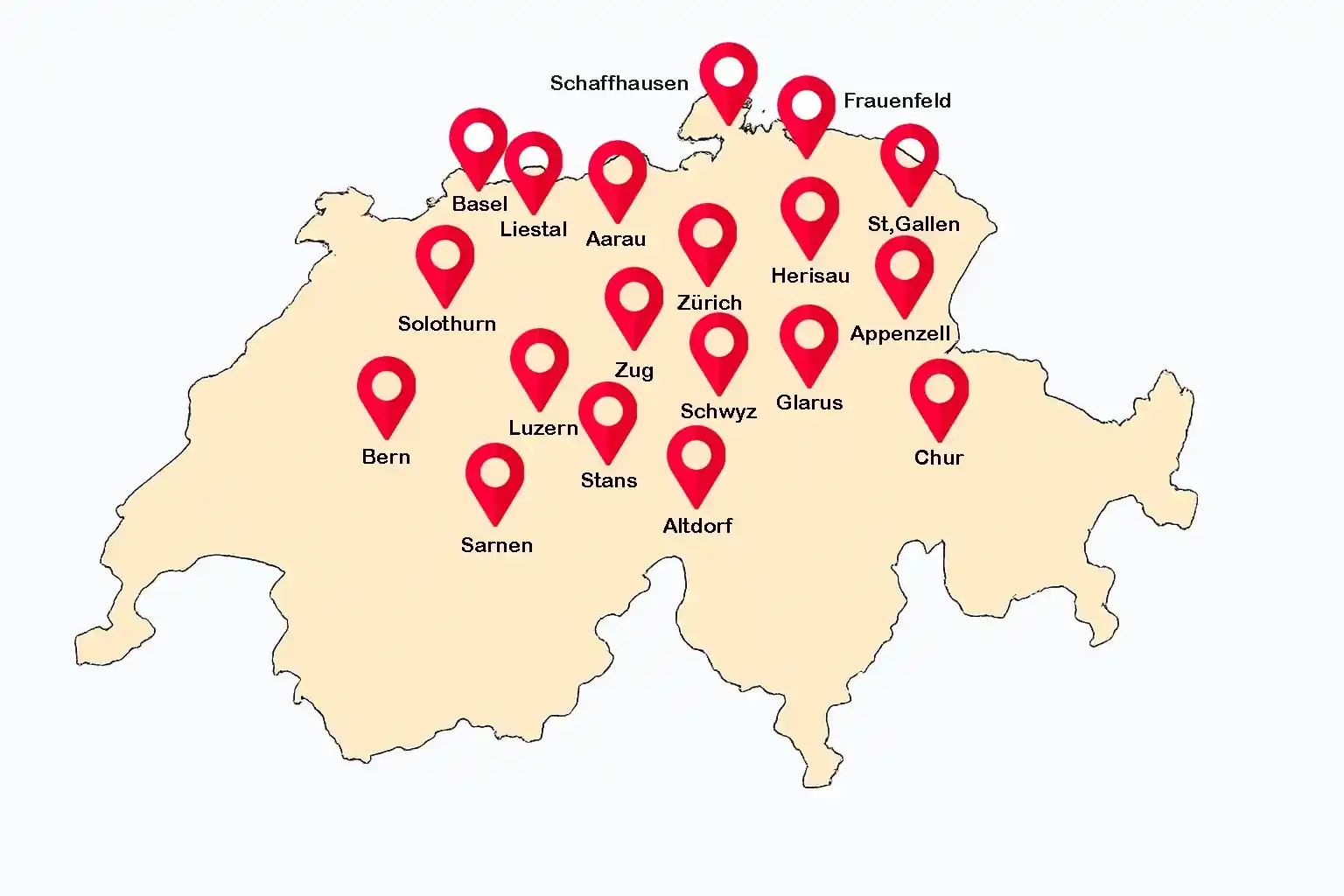 Silikonentfernen Standorte in der Schweiz Karte